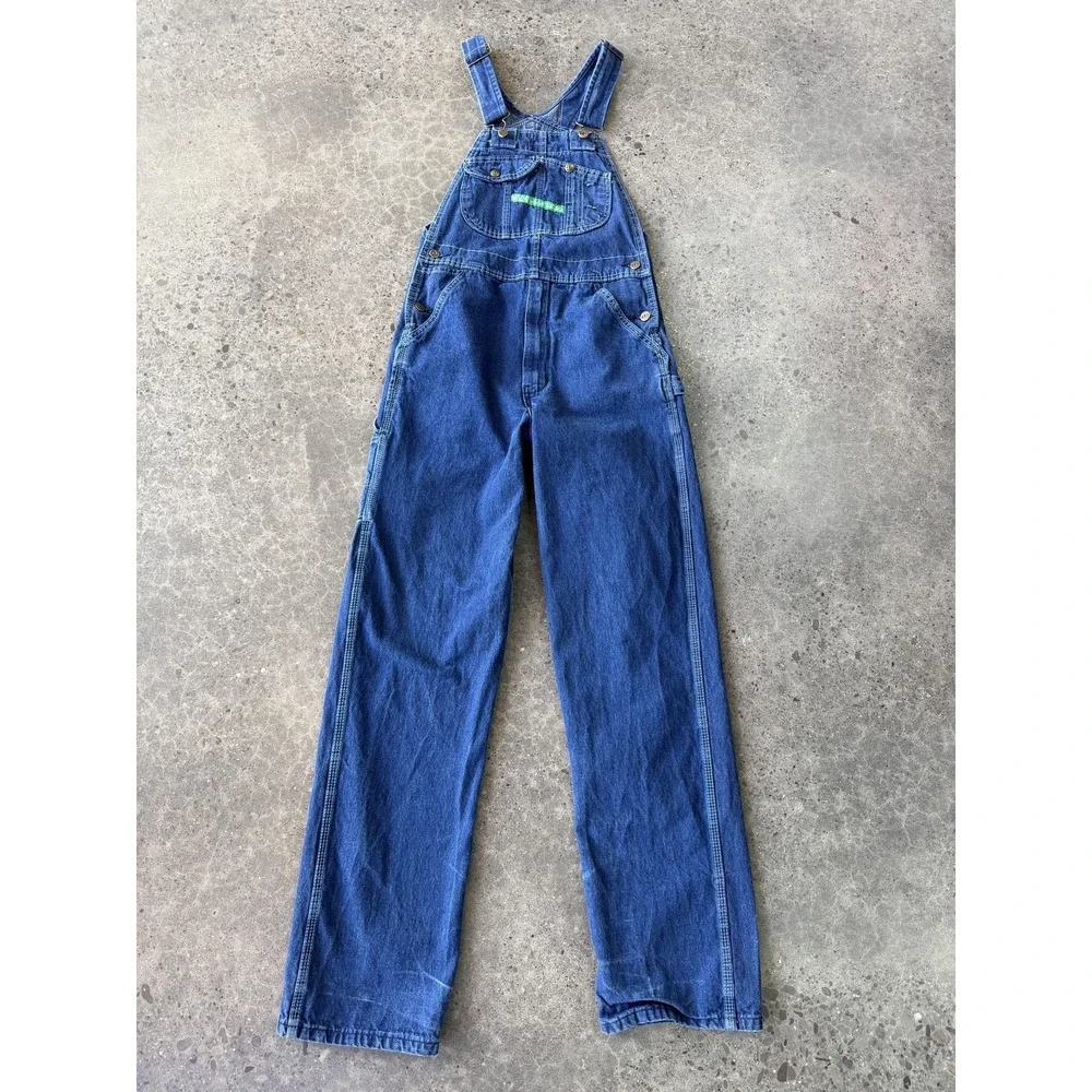 Key Bib Overalls Mens 30x34 Blue Denim Workwear Carpenter Utility Straight Leg - Picture 3 of 15